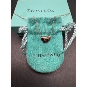 TIFFANY & Co Elsa Peretti Small Bean Sterling Silver 925 Pendant Necklace W/ Box